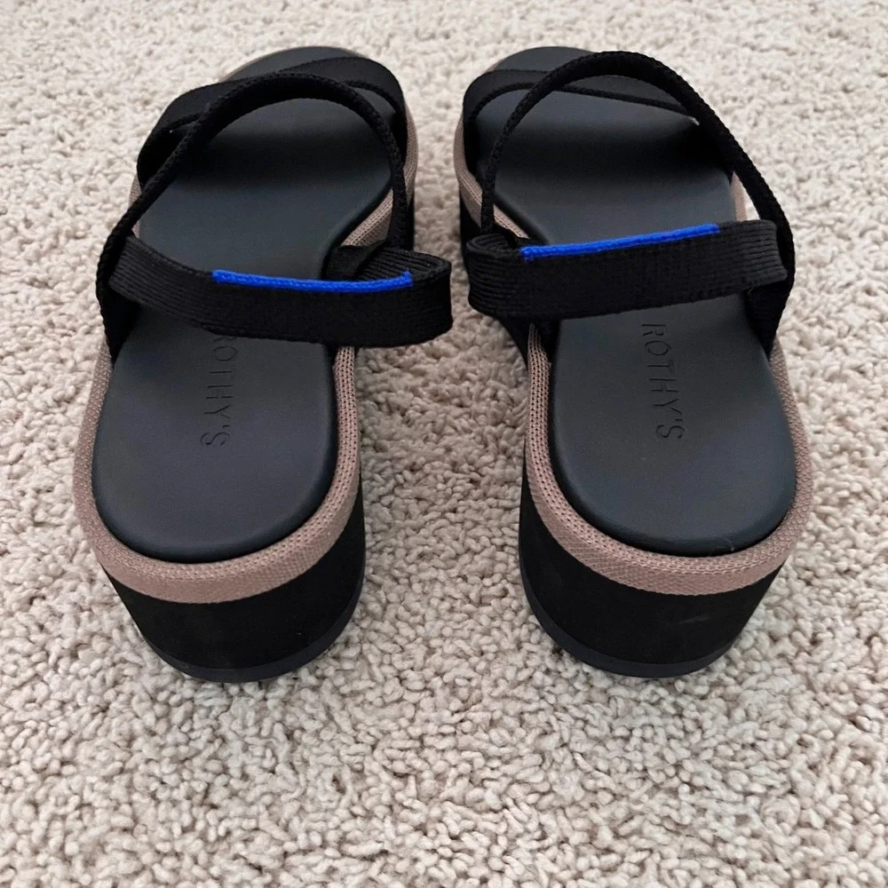 ROTHYS The Lightweight Wedge Platform Sandal Black Women's Size 9 W9